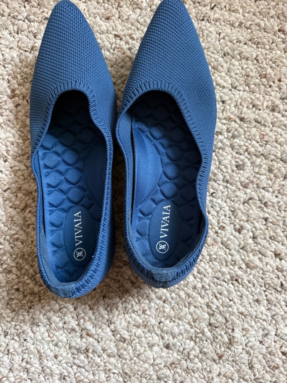 VIVIANA Women’s Washable Pointed Knit Flat in Navy Blue